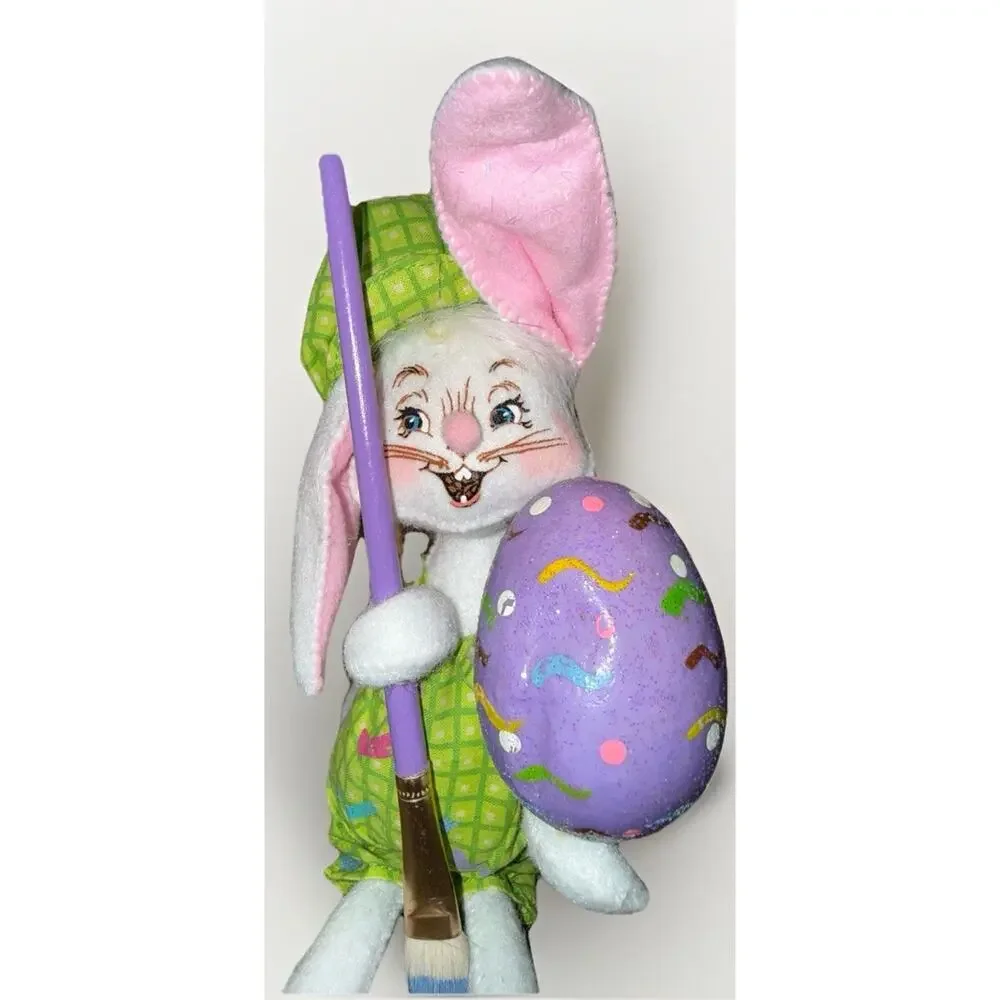 Annalee Easter 6” Girl Bunnies Egg Coloring Spring Set Of Two 2006 And 2007